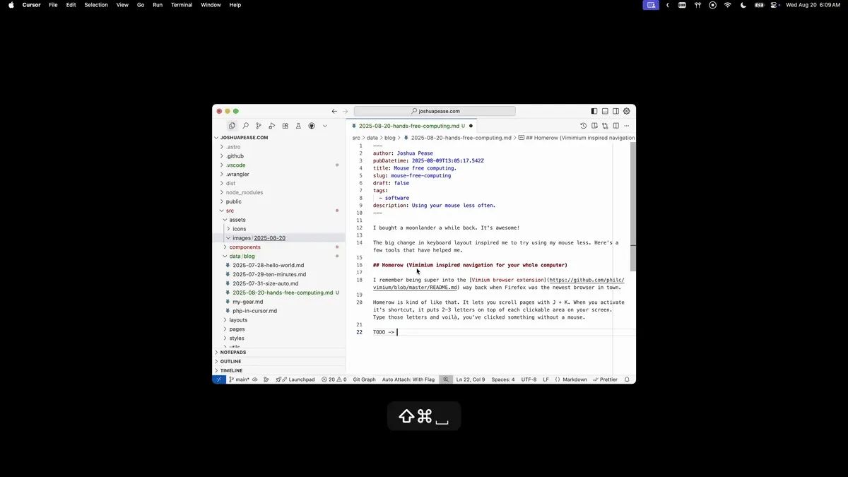 Screen Recording of Homerow